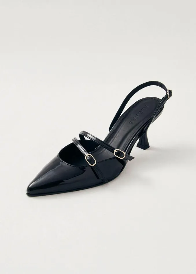 Joelle Onix Black Leather Pumps Women ALOHAS Heels