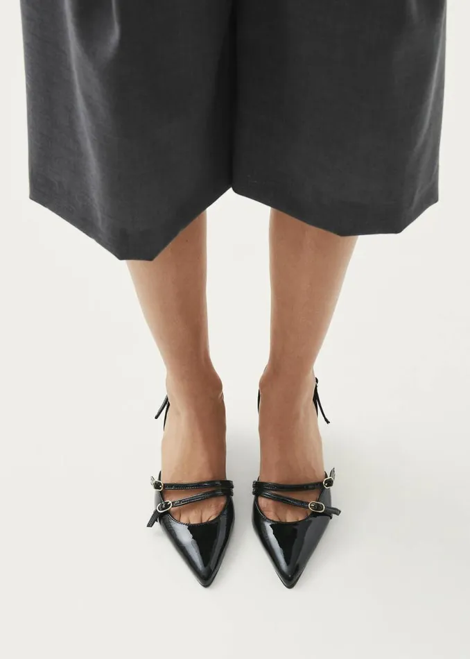 Joelle Onix Black Leather Pumps Women ALOHAS Heels