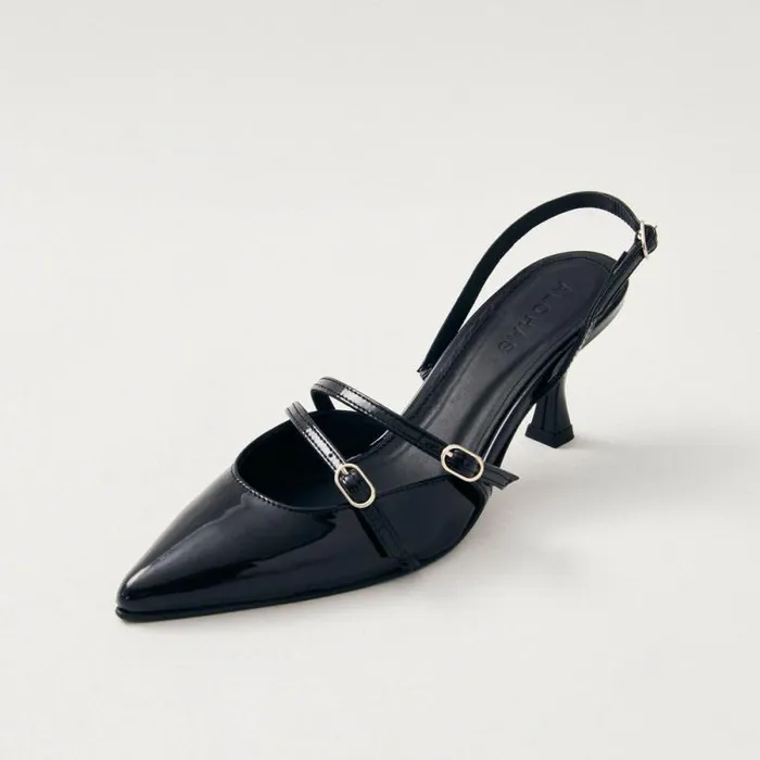 Joelle Onix Black Leather Pumps Women ALOHAS Heels