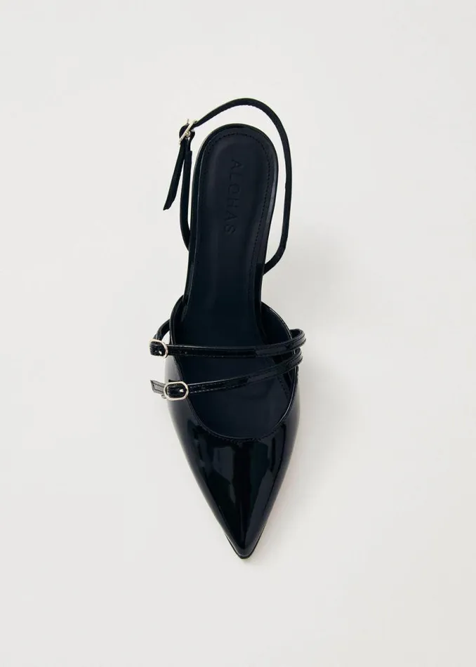 Joelle Onix Black Leather Pumps Women ALOHAS Heels