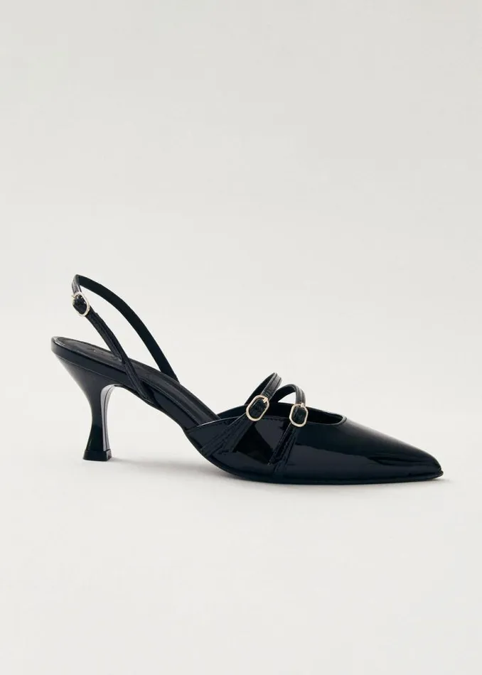 Joelle Onix Black Leather Pumps Women ALOHAS Heels
