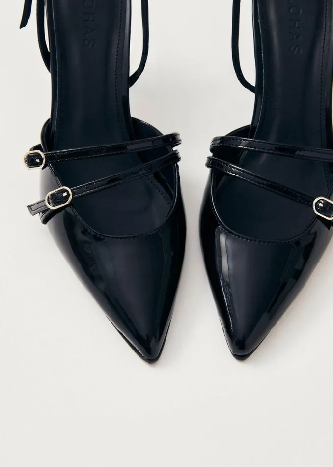 Joelle Onix Black Leather Pumps Women ALOHAS Heels