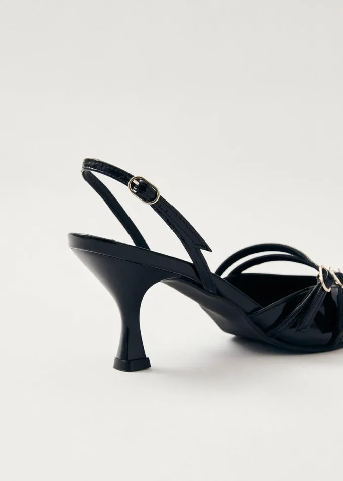 Joelle Onix Black Leather Pumps Women ALOHAS Heels