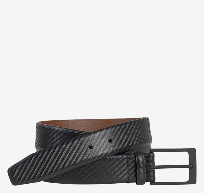 JohnstonandMurphy Belts Diagonal Embossed Belt Black 8211 Men