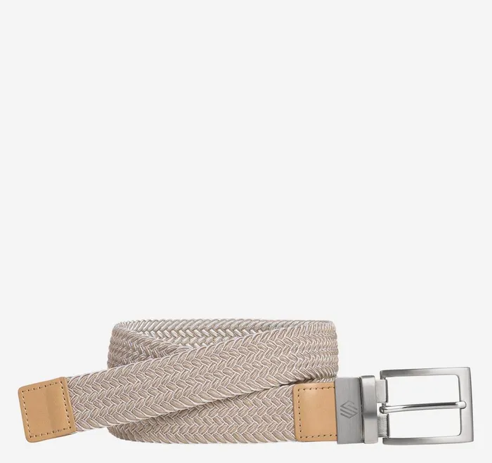 JohnstonandMurphy Belts Reversible StretchWoven Belt Dark Taupewhite 8211 Men