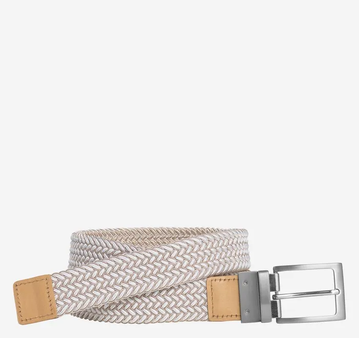 JohnstonandMurphy Belts Reversible StretchWoven Belt Dark Taupewhite 8211 Men JohnstonandMurphy Belts Reversible StretchWoven Belt Dark Taupewhite 8211 Men