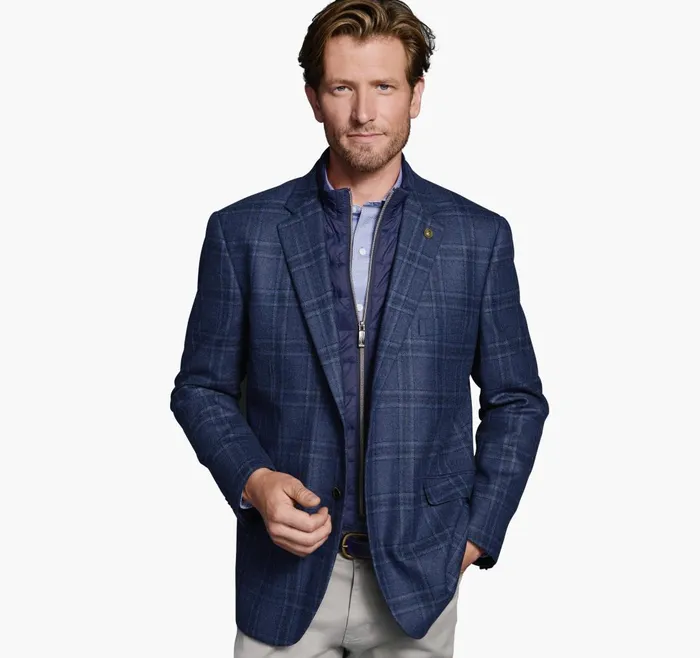 JohnstonandMurphy Blazers Wool Bib Blazer Blue 8211 Men