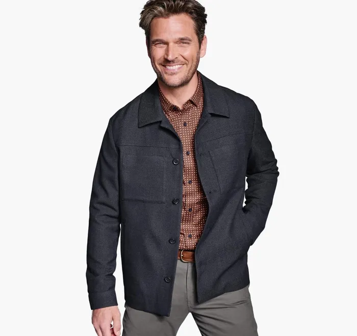 JohnstonandMurphy Coats Jackets and Vests Knit Shirt Jacket Navy 8211 Men