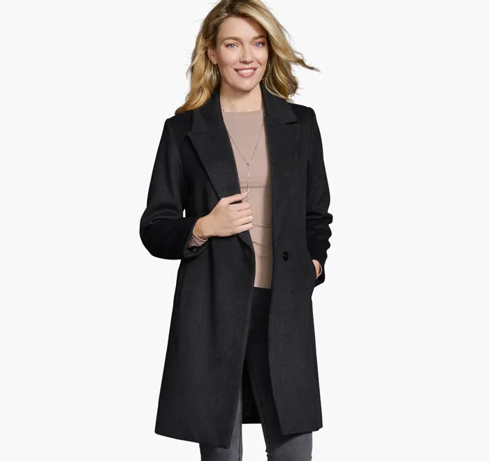 JohnstonandMurphy Coats Jackets and Vests WoolBlend Coat With Removable Knit Collar Black 8211 Women JohnstonandMurphy Coats Jackets and Vests WoolBlend Coat With Removable Knit Collar Black 8211 Women
