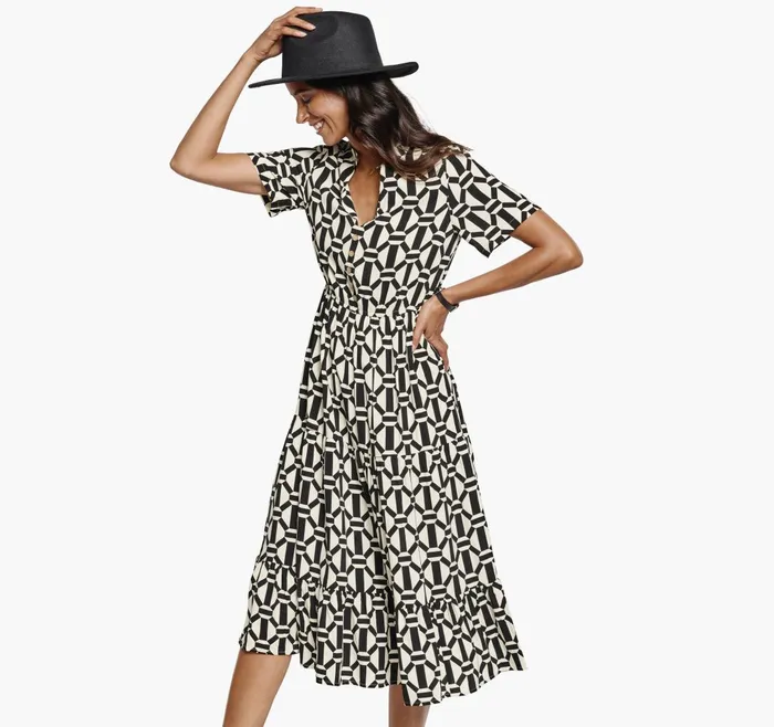 JohnstonandMurphy Dresses and Jumpsuits Geo Print Dress Whiteblack 8211 Women