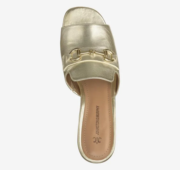 JohnstonandMurphy Heels and Platform Wedges Edith Bit Slide Gold Metallic Sheepskin 8211 Women