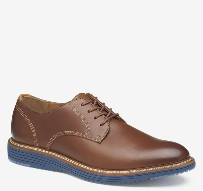 JohnstonandMurphy LaceUps Upton Plain Toe Tan Full Grainblue Sole 8211 Men