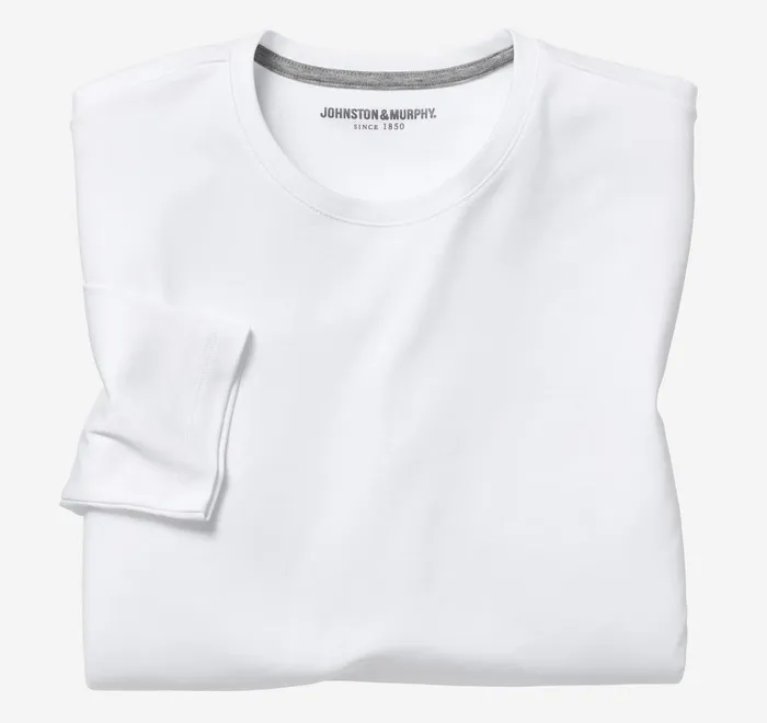 JohnstonandMurphy Polos and Tees Essential LongSleeve Tee White 8211 Men
