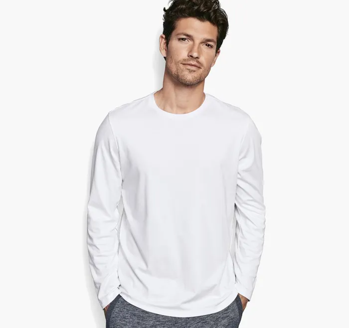 JohnstonandMurphy Polos and Tees Essential LongSleeve Tee White 8211 Men JohnstonandMurphy Polos and Tees Essential LongSleeve Tee White 8211 Men