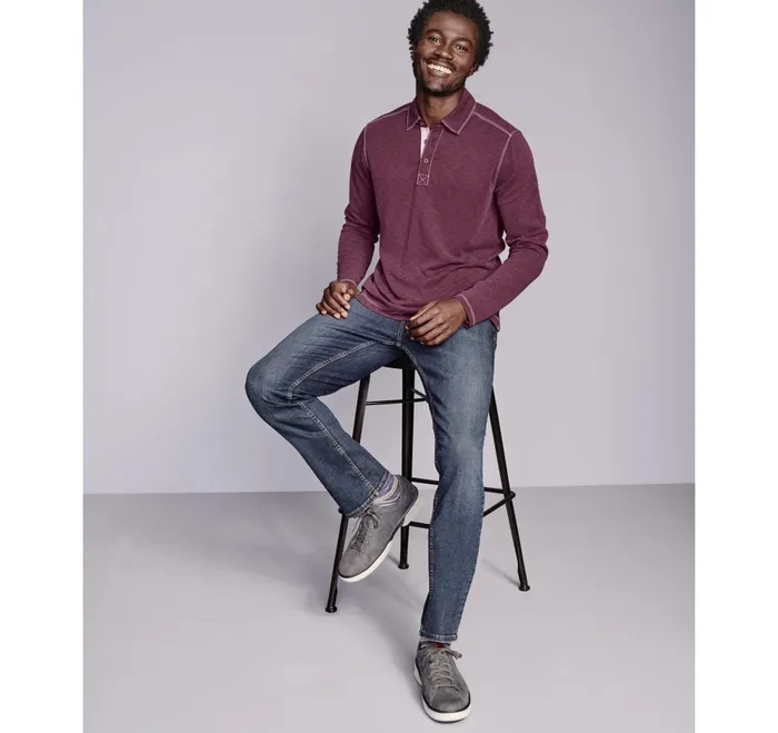 JohnstonandMurphy Polos and Tees Vintage Slub LongSleeve Polo Burgundy 8211 Men JohnstonandMurphy Polos and Tees Vintage Slub LongSleeve Polo Burgundy 8211 Men
