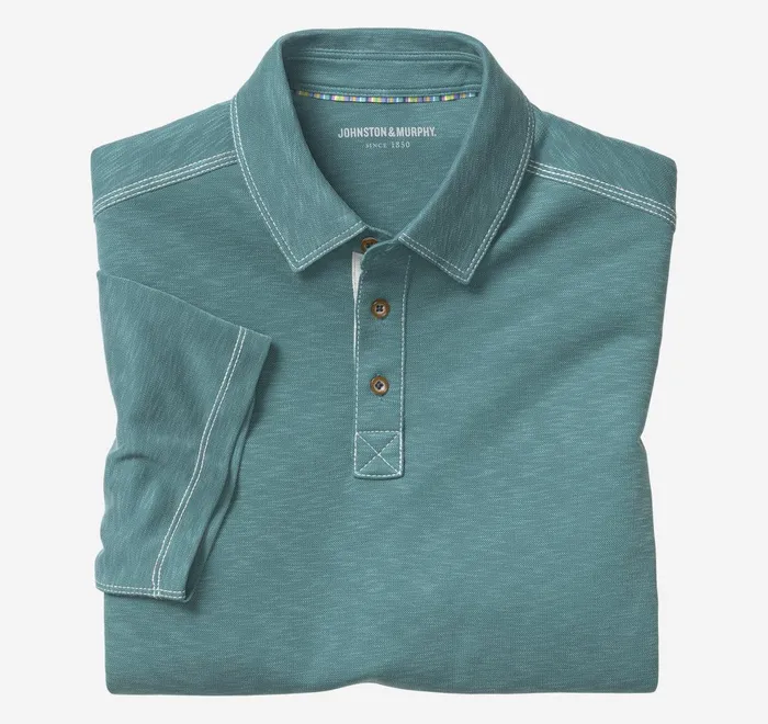 JohnstonandMurphy Polos and Tees Vintage Slub Polo Green 8211 Men