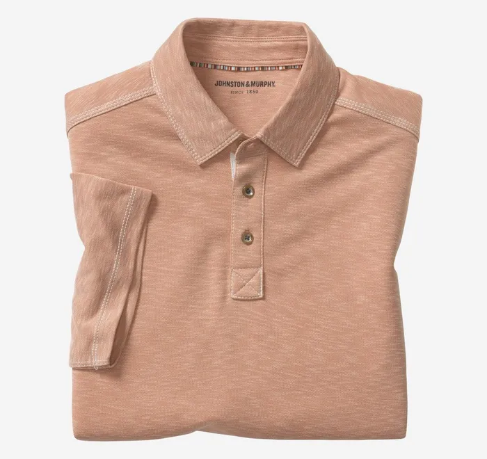 JohnstonandMurphy Polos and Tees Vintage Slub Polo Peach 8211 Men