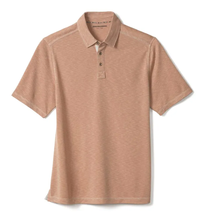 JohnstonandMurphy Polos and Tees Vintage Slub Polo Peach 8211 Men JohnstonandMurphy Polos and Tees Vintage Slub Polo Peach 8211 Men
