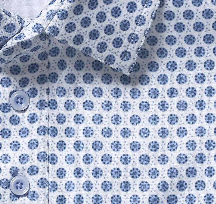 JohnstonandMurphy Polos and Tees Xc4 Performance Polo Whiteblue Dotted Circle 8211 Men