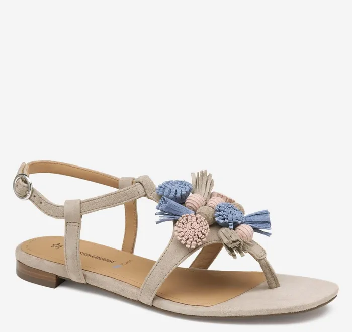 JohnstonandMurphy Sandals Lilly Tassel Thong Taupe Multi Kid Suede 8211 Women