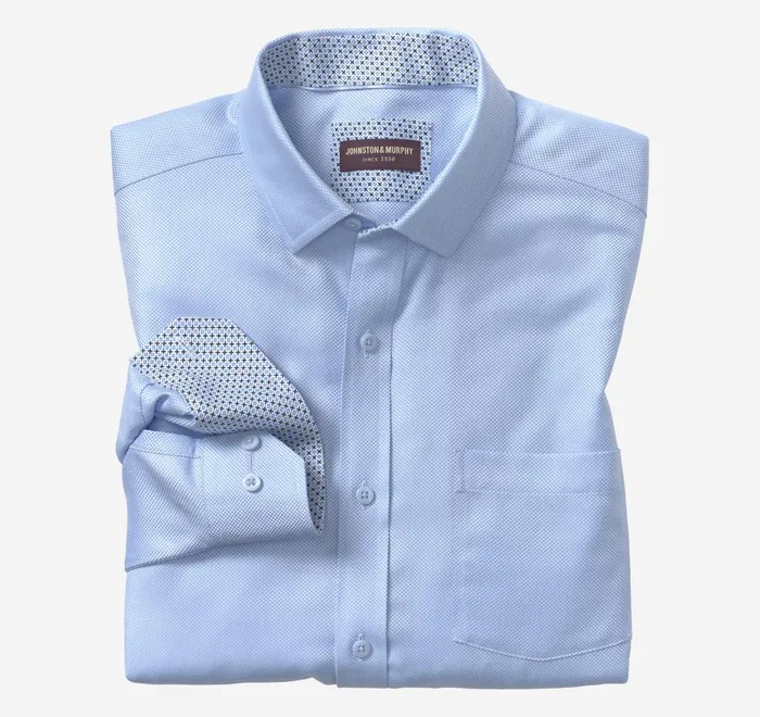 JohnstonandMurphy Shirts NonIron Dress Shirt Blue Solid Birdseye 8211 Men