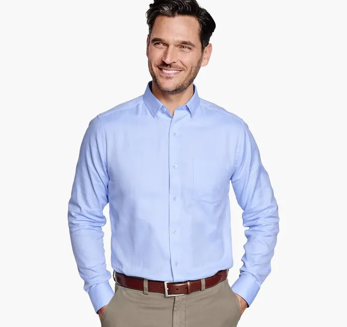 JohnstonandMurphy Shirts NonIron Dress Shirt Blue Solid Birdseye 8211 Men JohnstonandMurphy Shirts NonIron Dress Shirt Blue Solid Birdseye 8211 Men