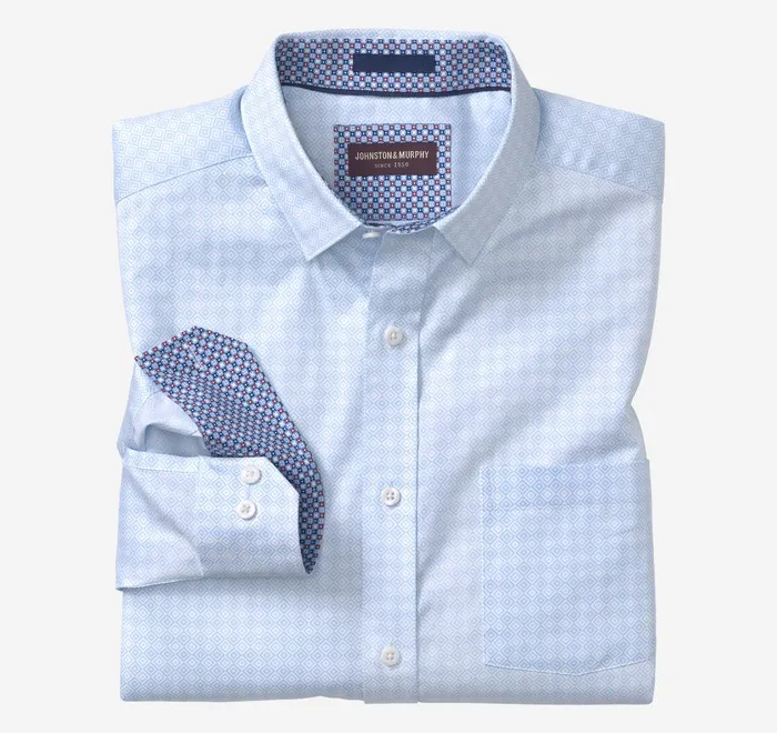 JohnstonandMurphy Shirts Printed Cotton Shirt Blue Diamond 8211 Men