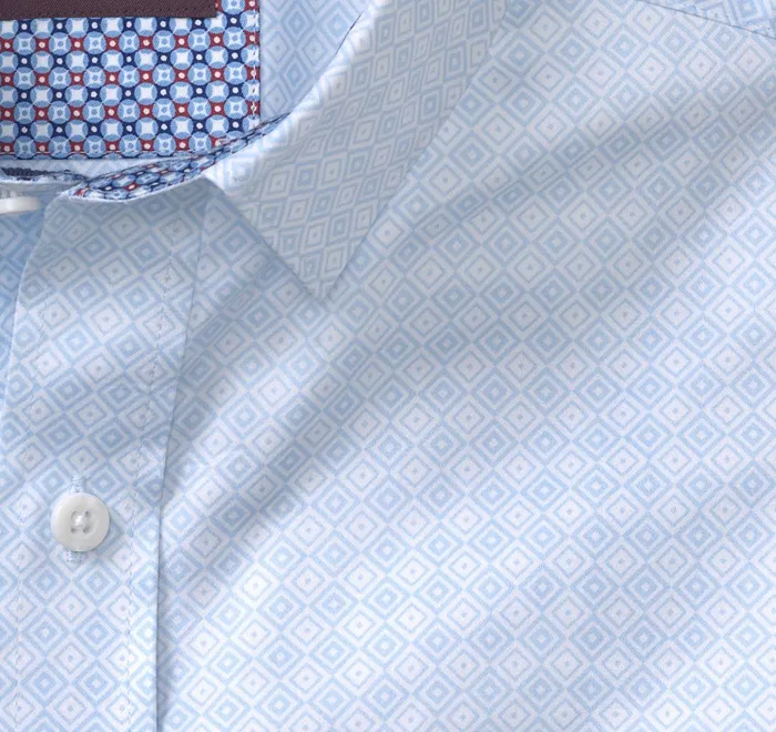 JohnstonandMurphy Shirts Printed Cotton Shirt Blue Diamond 8211 Men JohnstonandMurphy Shirts Printed Cotton Shirt Blue Diamond 8211 Men