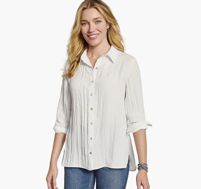 JohnstonandMurphy Shirts Sweaters and Blazers Crinkle ButtonFront Shirt White 8211 Women JohnstonandMurphy Shirts Sweaters and Blazers Crinkle ButtonFront Shirt White 8211 Women