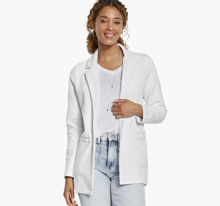 JohnstonandMurphy Shirts Sweaters and Blazers Crinkle Knit Jacquard Blazer White 8211 Women