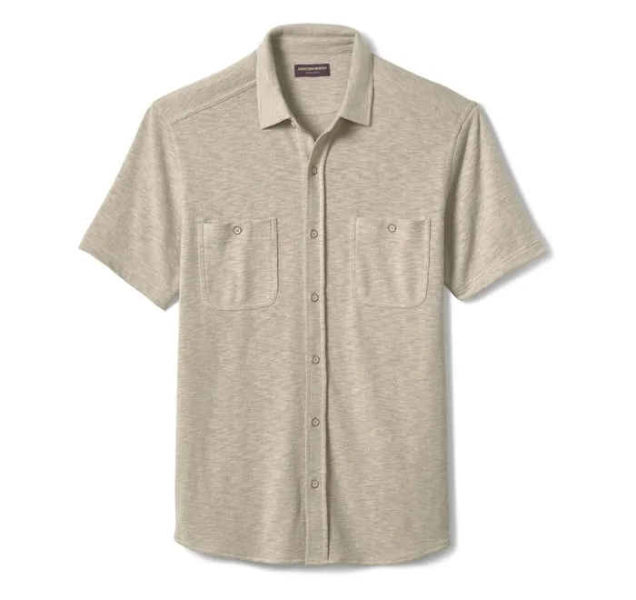 JohnstonandMurphy ShortSleeve Shirts Double Pocket Knit Shirt Sand 8211 Men JohnstonandMurphy ShortSleeve Shirts Double Pocket Knit Shirt Sand 8211 Men