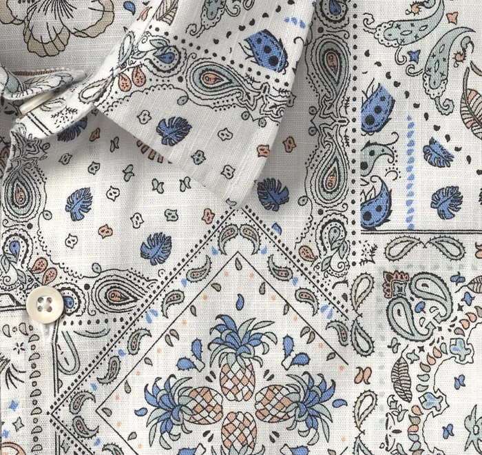 JohnstonandMurphy ShortSleeve Shirts Print Camp Shirt White Multi Bandana 8211 Men JohnstonandMurphy ShortSleeve Shirts Print Camp Shirt White Multi Bandana 8211 Men