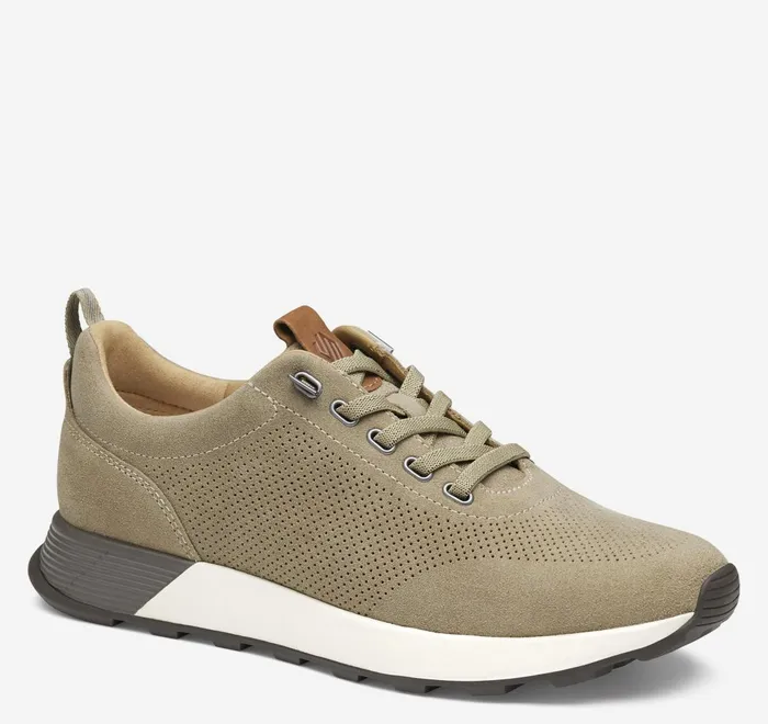 JohnstonandMurphy SlipOns and Loafers Kinnon Perfed Jogger Taupe Oiled Suede 8211 Men JohnstonandMurphy SlipOns and Loafers Kinnon Perfed Jogger Taupe Oiled Suede 8211 Men