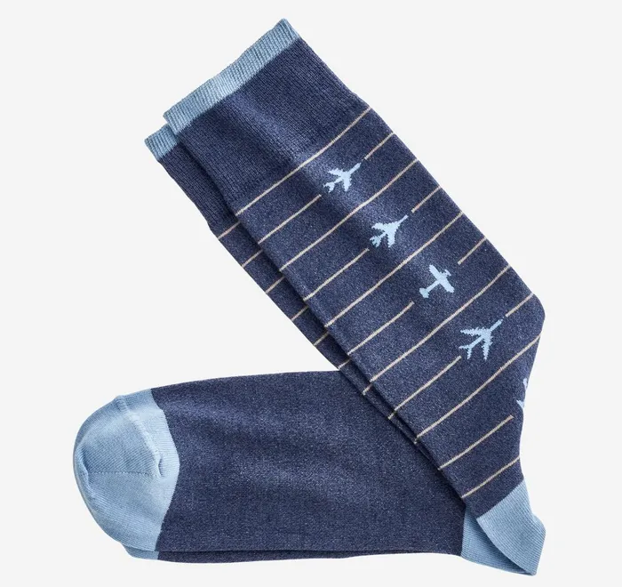 JohnstonandMurphy Socks Novelty Socks Blue Airplane 8211 Men