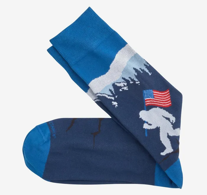 JohnstonandMurphy Socks Novelty Socks Blue Yeti And Flag 8211 Men