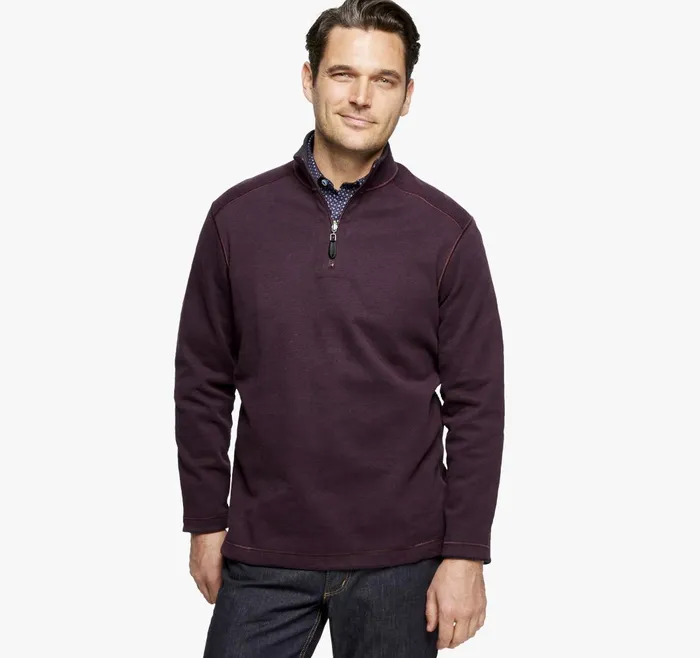 JohnstonandMurphy Sweaters and Knits Reversible Solid QuarterZip Burgundycharcoal 8211 Men JohnstonandMurphy Sweaters and Knits Reversible Solid QuarterZip Burgundycharcoal 8211 Men