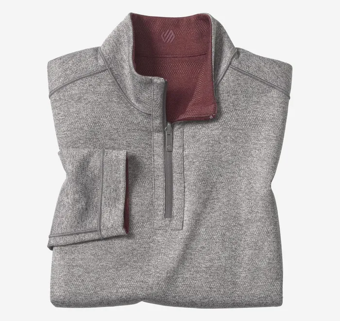 JohnstonandMurphy Sweaters and Knits Xc4 Performance Reversible QuarterZip Burgundycharcoal 8211 Men