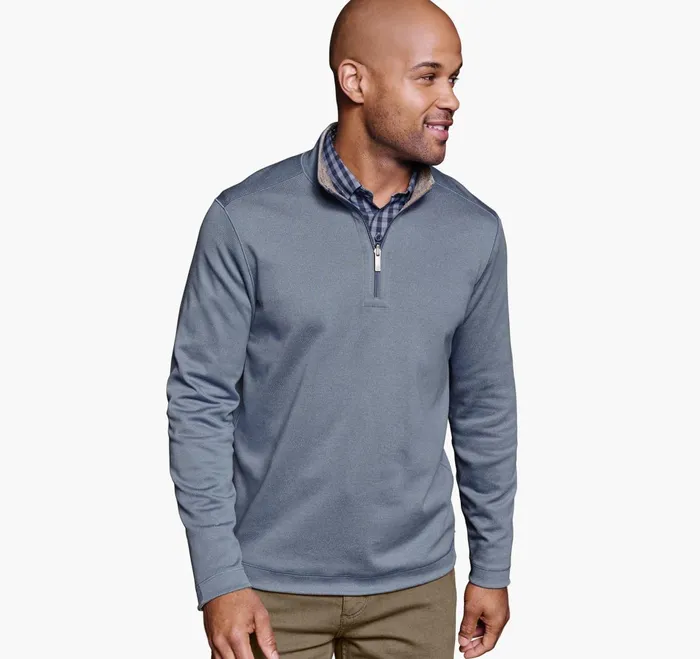 JohnstonandMurphy Sweaters and Knits Xc4 Performance Reversible QuarterZip Light Bluetan 8211 Men JohnstonandMurphy Sweaters and Knits Xc4 Performance Reversible QuarterZip Light Bluetan 8211 Men