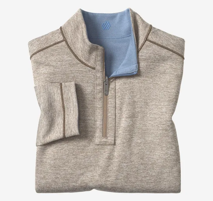JohnstonandMurphy Sweaters and Knits Xc4 Performance Reversible QuarterZip Light Bluetan 8211 Men