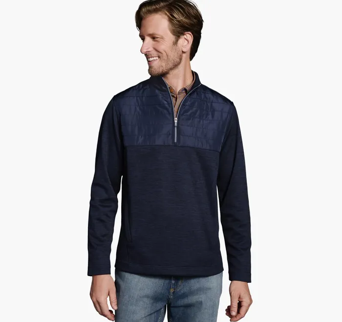 JohnstonandMurphy Sweaters and Knits Xc4 Quilted QuarterZip Navy 8211 Men