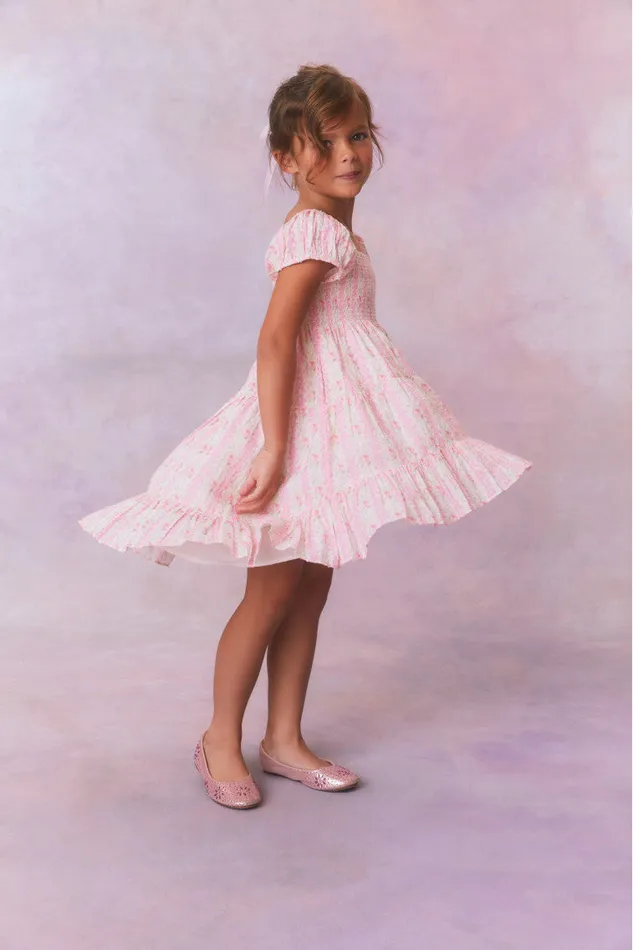 Kids Girls LoveShackFancy Girls Muriella Fragrance Print Flutter Sleeve Dress Strawberry Macaroon Kids Girls LoveShackFancy Girls Muriella Fragrance Print Flutter Sleeve Dress Strawberry Macaroon