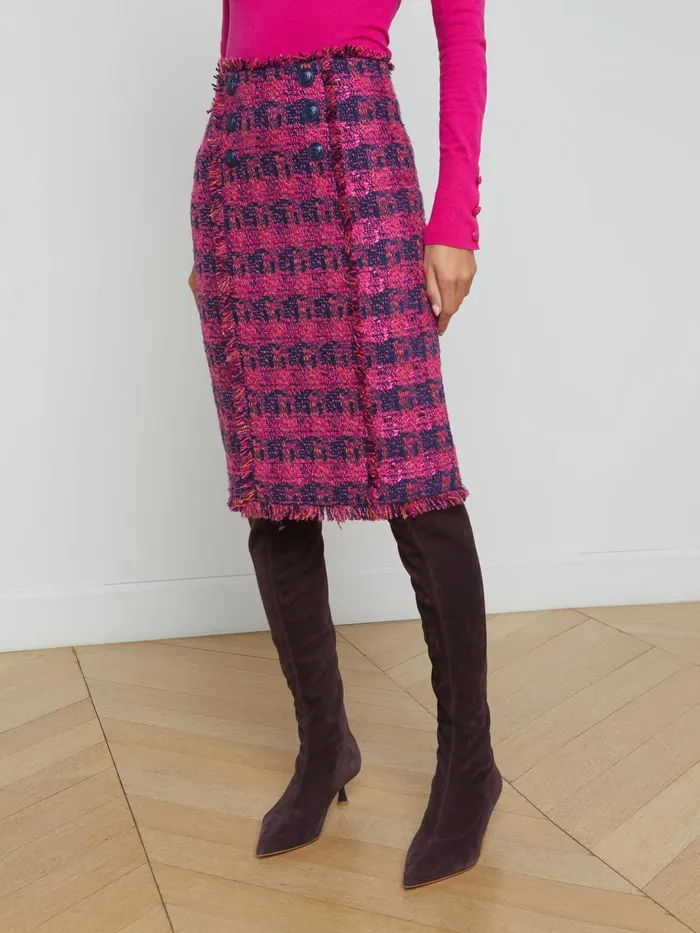 Kitty Tweed Pencil Skirt Midnightacairuby Tweed Women L039Agence Skirts Kitty Tweed Pencil Skirt Midnightacairuby Tweed Women L039Agence Skirts