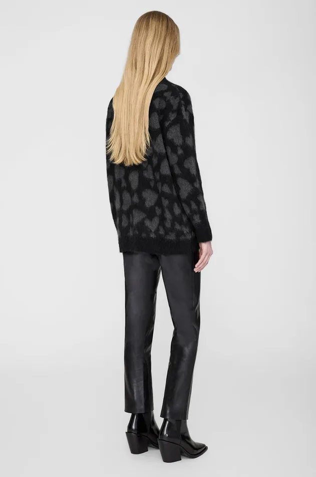 Knits Sweaters Women ANINE BING Banks Cardigan 8211 Grey And Black Heart