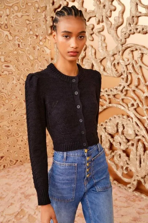 Knits Women Ulla Johnson Delphina Cardigan Noir Knits Women Ulla Johnson Delphina Cardigan Noir