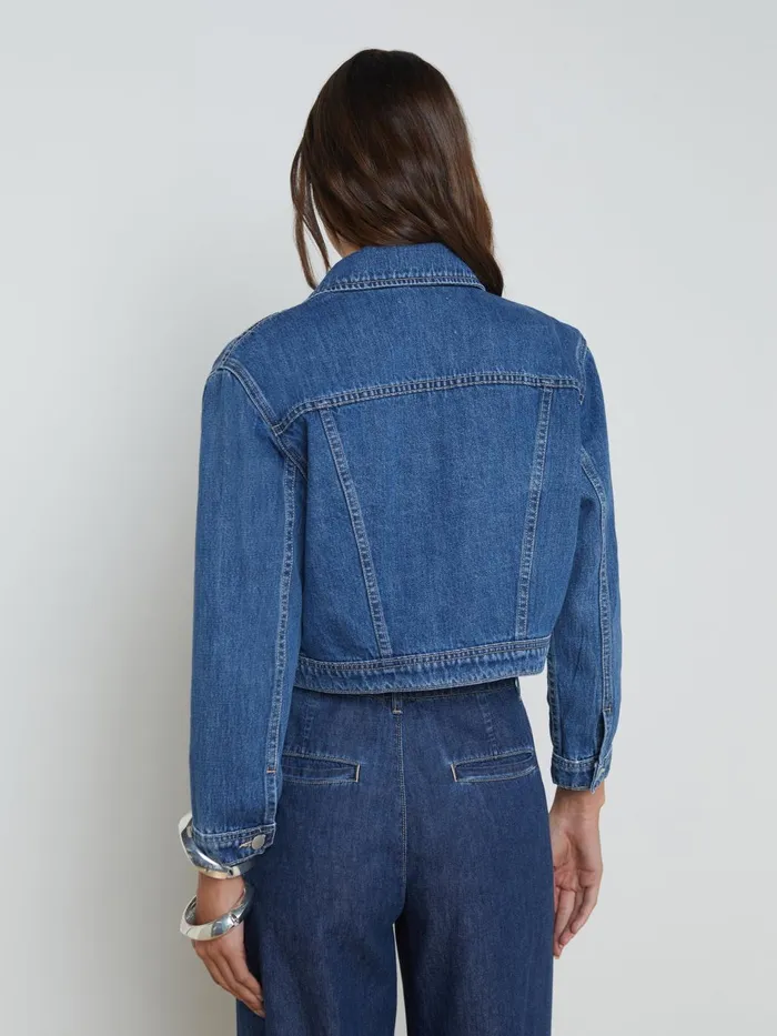 Koda Cropped Denim Jacket Glendora Women L039Agence Blazers and Jackets Koda Cropped Denim Jacket Glendora Women L039Agence Blazers and Jackets