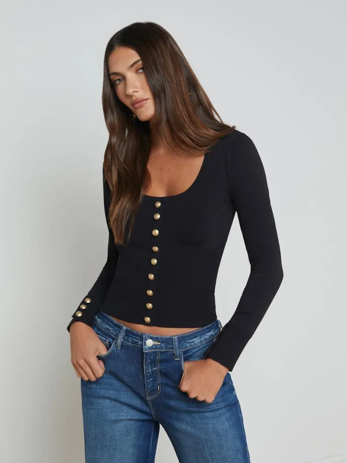 Lanetta Top Blackgold Women L039Agence Knitwear