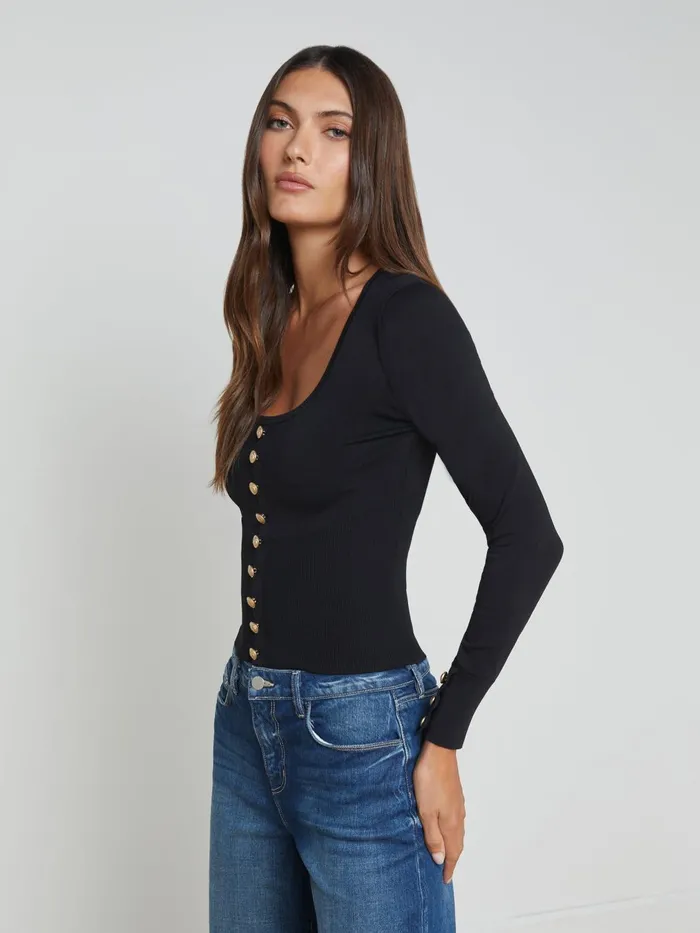Lanetta Top Blackgold Women L039Agence Knitwear Lanetta Top Blackgold Women L039Agence Knitwear
