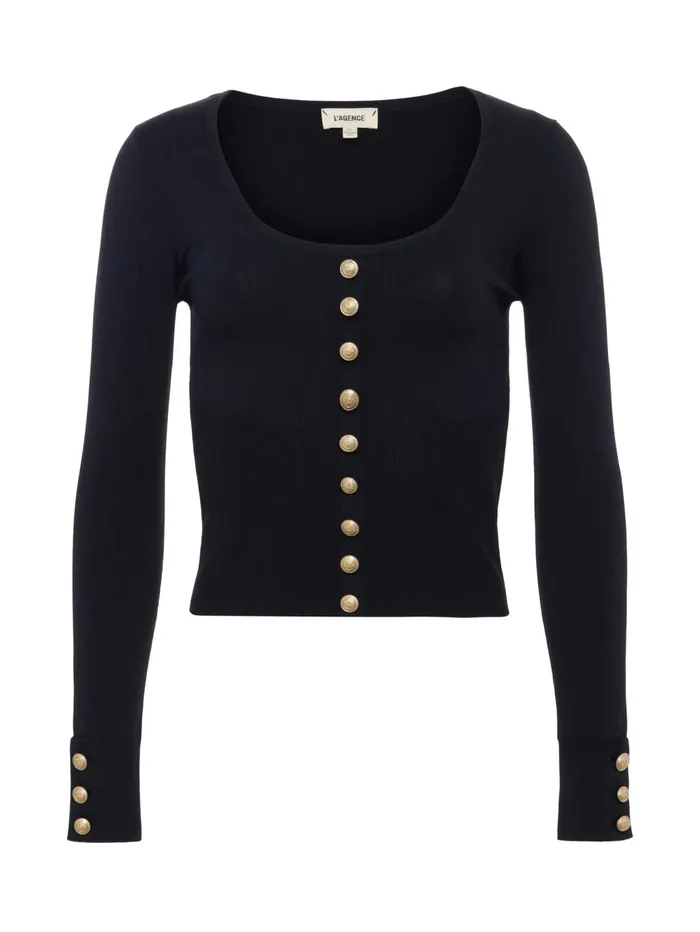 Lanetta Top Blackgold Women L039Agence Knitwear Lanetta Top Blackgold Women L039Agence Knitwear