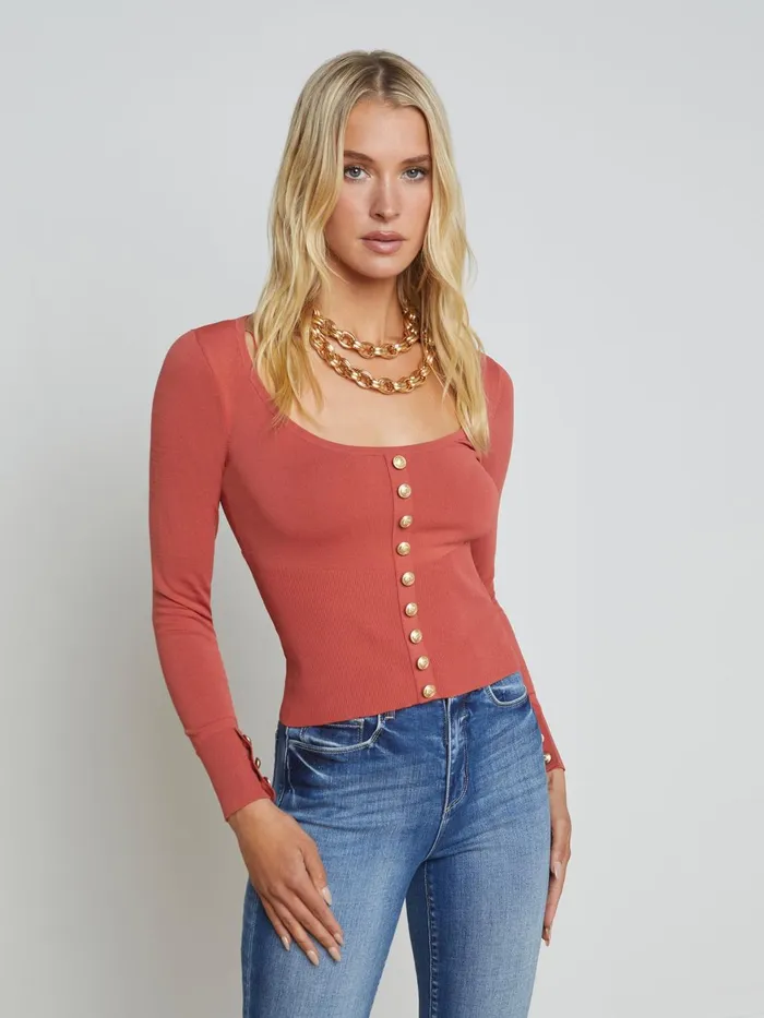 Lanetta Top Dark Umbergold Women L039Agence Knitwear