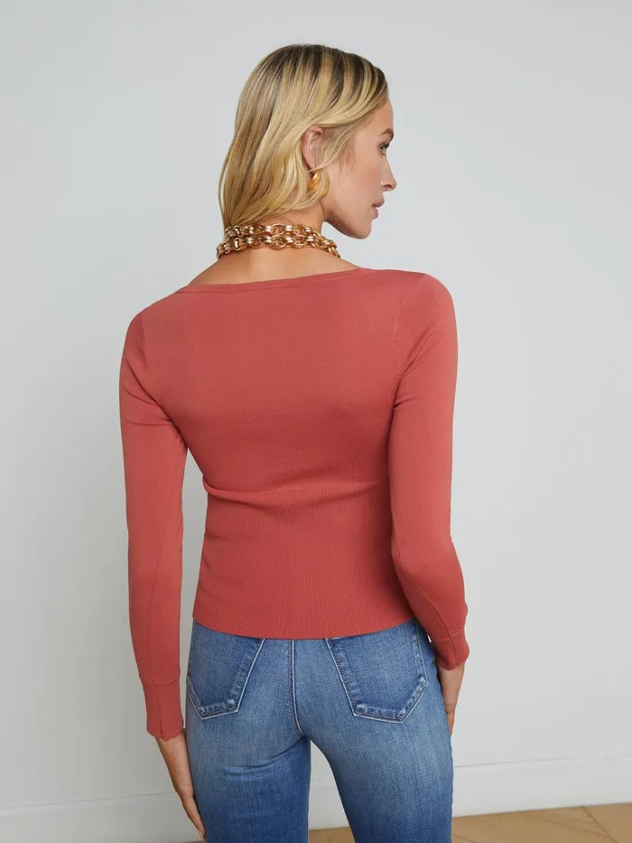Lanetta Top Dark Umbergold Women L039Agence Knitwear Lanetta Top Dark Umbergold Women L039Agence Knitwear